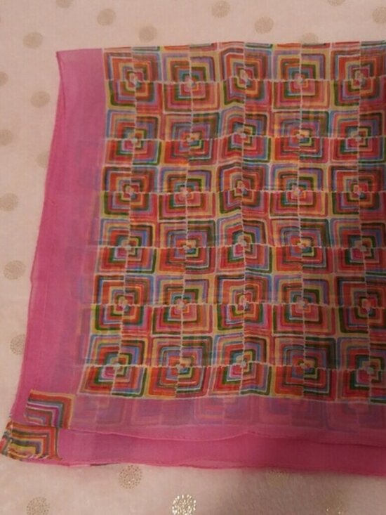 Vintage CASUAL CORNER Sheer 100% Silk SCARF 53 Casual Corner Geometric Sheer Vintage Silk Scarf